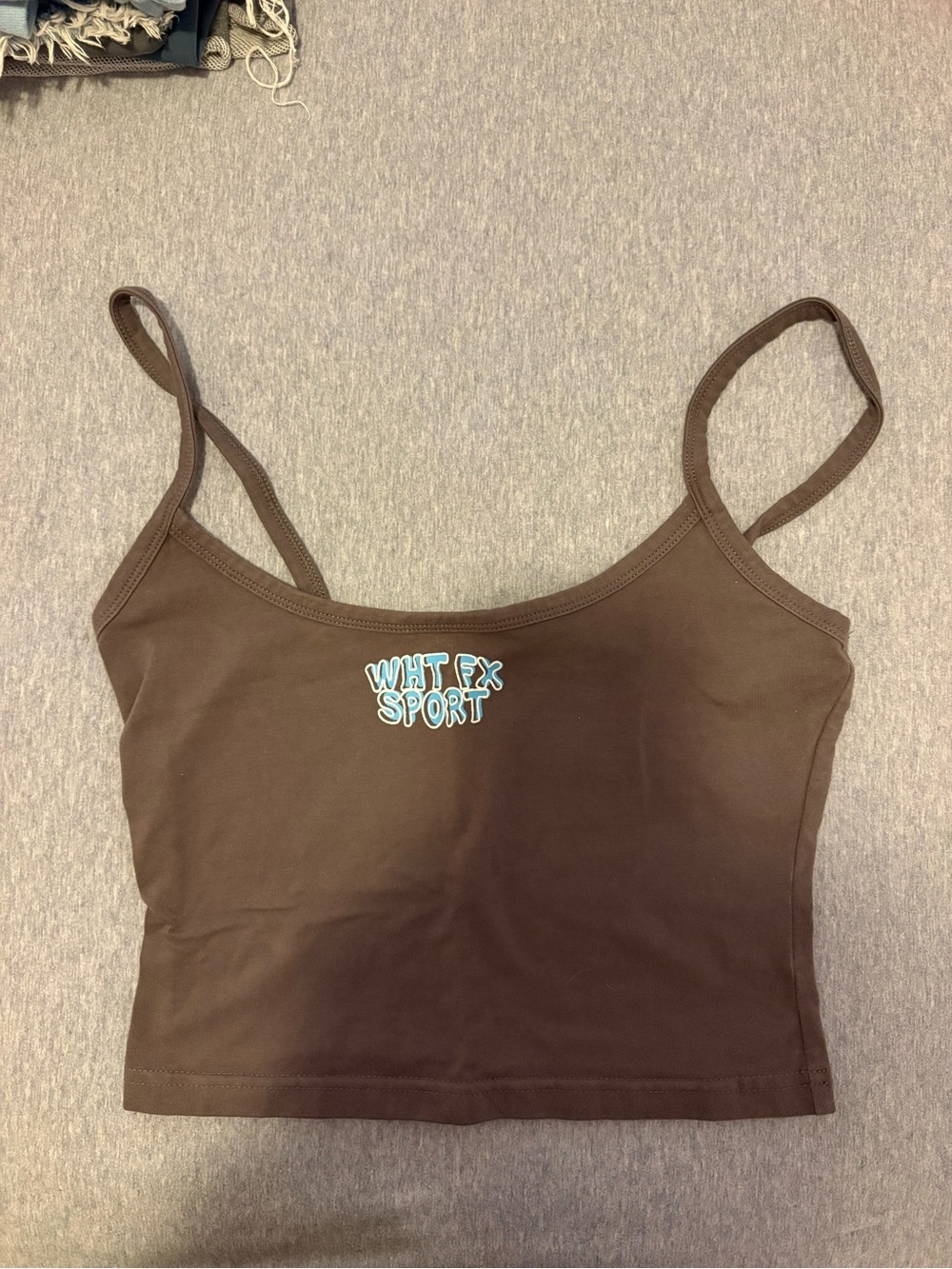 White Fox Boutique Brown Cropped Tank with WHT FX Sport Logo